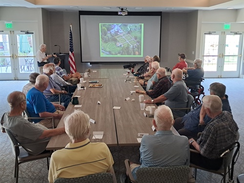 Ferris Hills and Clark Meadows Men's Group enjoys presentation by Tom Mees on Sonnenberg History