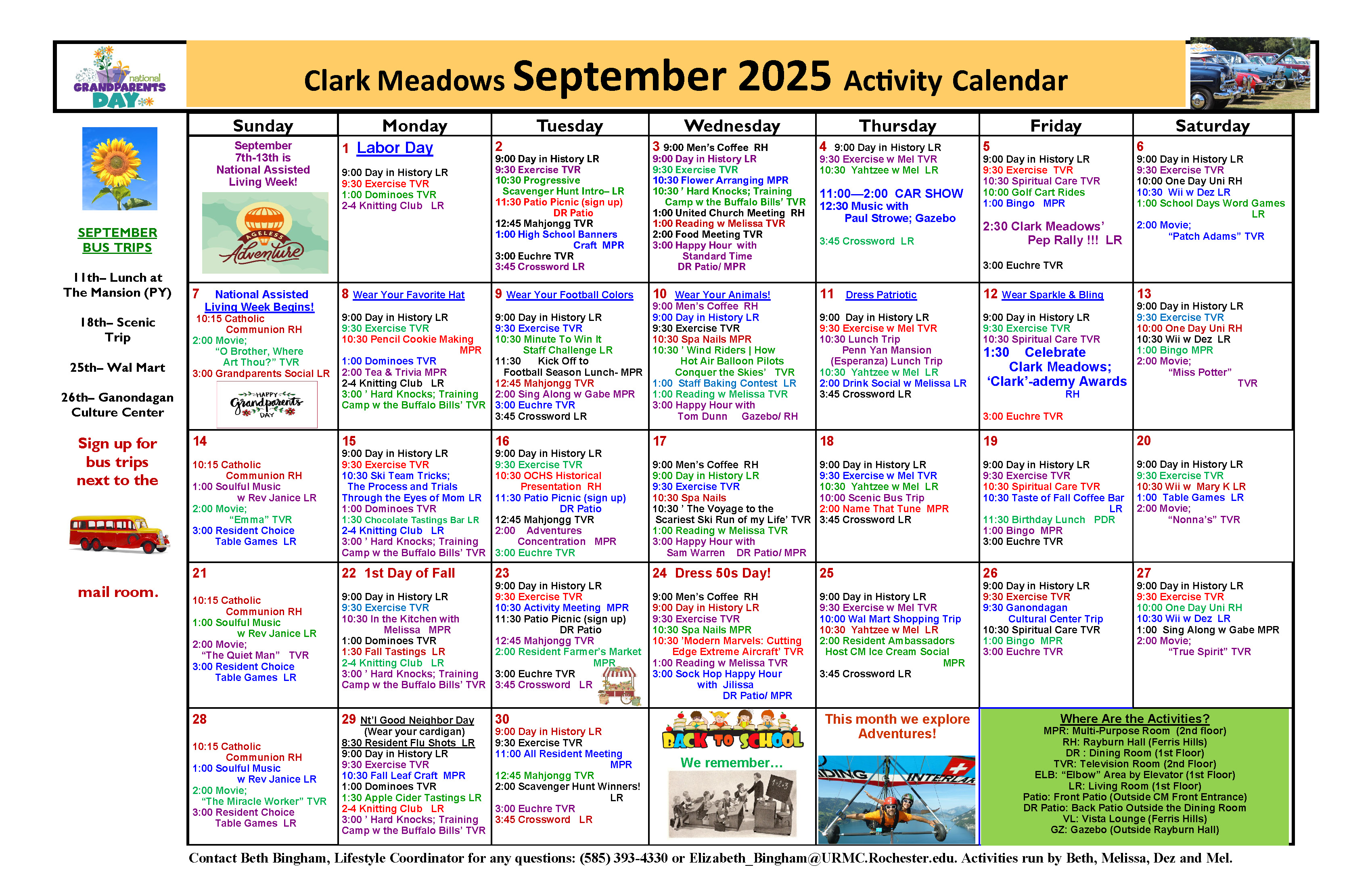Photo of Clark Meadows Activities Calendar