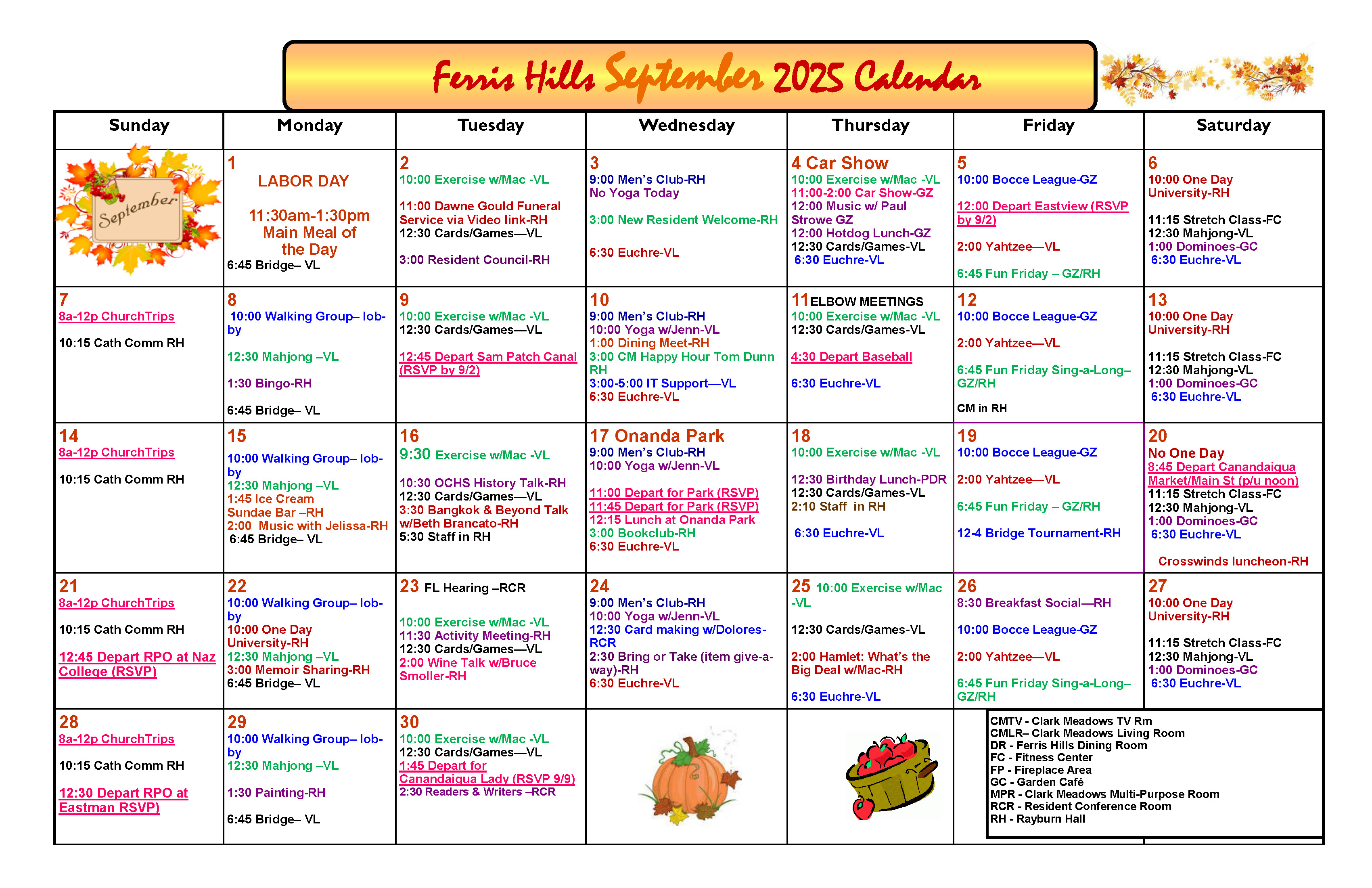 Photo of Ferris Hills Activities Calendar 